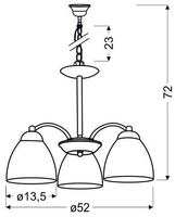Suspension satinée 3x60W avec abat-jour en verre Uli Candellux 33-66152