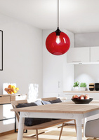 Lampa suspendata bile de sticla rosie + bec Edison 31-21410