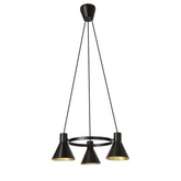 Lampe suspendue plafond noir et or mat 3x40W Plus Candellux 33-71156