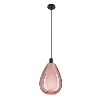 Lampa wisząca Denso 20 szklana czarna z kloszem miedzianym nad stół