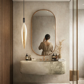 Suspension Nordic tube en verre pour salon abat jour ambre simple