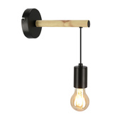 Single wall lamp black + wood Izzy 21-75406