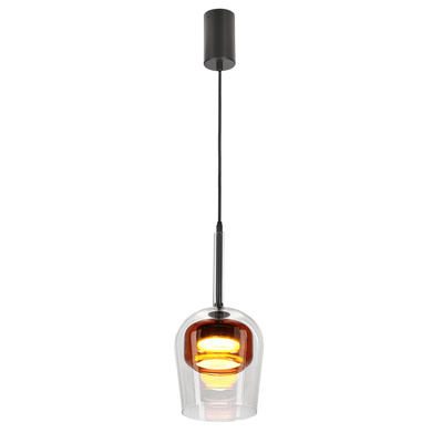 Pendant lamp Glaxi glass shade transparent and brown 1xGX53 over table