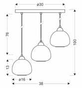 Lampa wisząca Valeria potrójna z szklanym kloszem czarna do salonu E27
