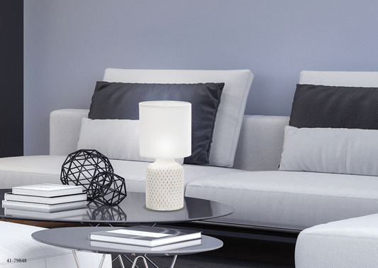 Tischlampe aus weißer Keramik für den Nachttisch Iner Candellux 41-79848