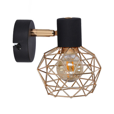 Lampa de perete neagra un singur abajur cupru Acrobat 91-22240