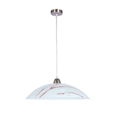 Lampa wisząca Braga biała z szerokim szklanym kloszem nad stół 1-punktowa