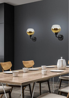 Applique miroir noir et or avec abat-jour en verre Cromina Gold Candellux 21-57242