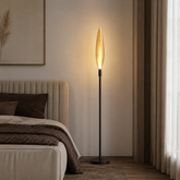 Nordic glass floor lamp with amber shade black metal standing