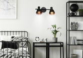 Wall/ceiling lamp black copper shade 2xE14 40W Neria 92-81780