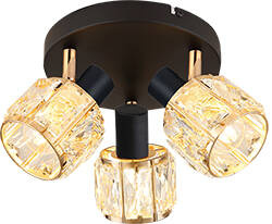 Dubai lampa sufitowa plafon czarny 3x40W E14 klosz różowy złoty kryszt transp