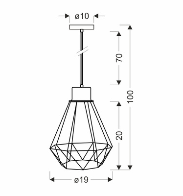 Black pendant lamp + gold wire lampshade Primo 31-06189