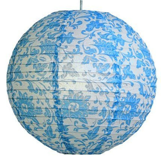 Abażur papierowy niebieskie kwiaty kula 35cm Kokon Candellux 70-94066