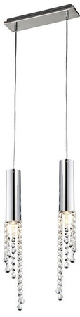 Lampa wisząca tuba Duero podwójna metalowa srebrna GU10 regulowana wysokość