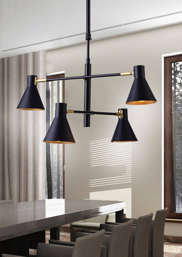 Plafonnier noir et or mat réglable 4x40W Less Candellux 34-72689