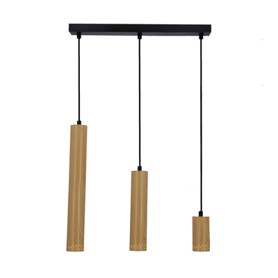 Lampa suspendata neagra / cadru lemn 3x25W Tubo 33-79114