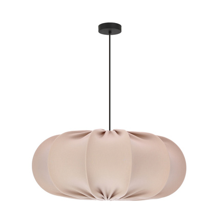 Hanging lamp CAFEE Scandinavian with beige frappe shade 52 cm minimalist ceiling lighting in japandi style E27