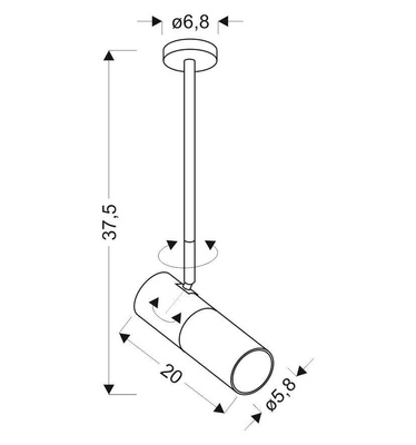 Lampa wisząca tuba regulowana czarno-biała GU10