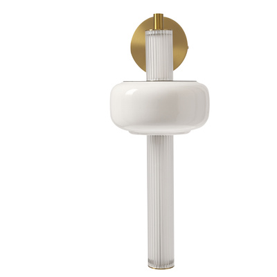 PURAS applique laiton 12W LED 3000K abat jour transparent blanc