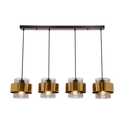 Spie suspension laiton noir e27 abat-jour incolore