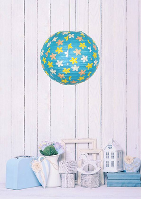 Abat-jour en papier bleu avec boule de fleurs 35cm Cocoon Candellux 70-96930