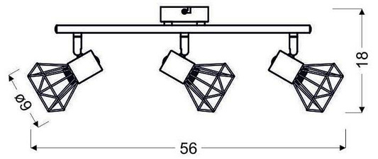 Lampa Sufitowa Candellux Verve 93-68248 Listwa 3xE14 Czarny Abażur Złoty