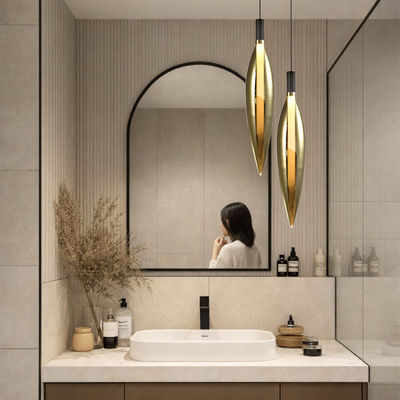 Suspension Nordic tube en verre or simple pour salon et chambre