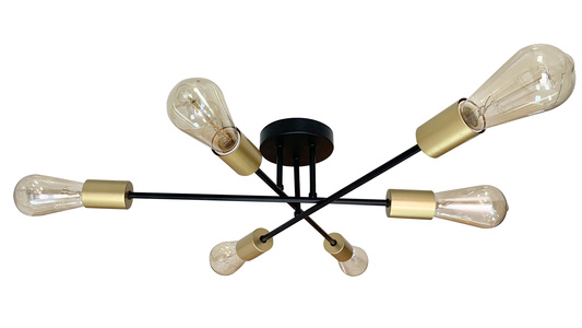 Deckenleuchte schwarz und gold 6xE27 Crespilo 36-01245