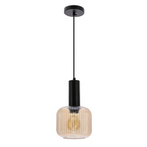 LINOX lampa wisząca czarny 1x40 E27 klosz bursztynowy