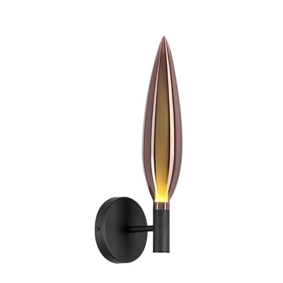 Nordic glass black wall light with copper shade for elegant bedroom G9