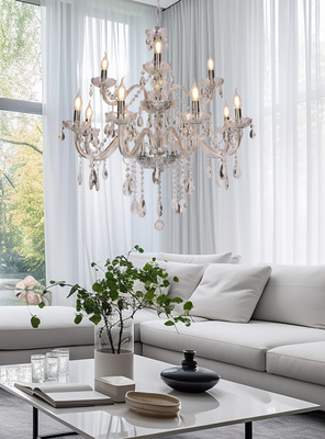 Gold chandelier with crystals 15xE14 Maria Teresa 30-95810