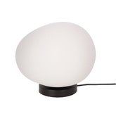 Lampa stołowa STONES minimalistyczna – biały akrylowy klosz 30 cm w kształcie kamienia – skandynawska lampka na stolik nocny E27