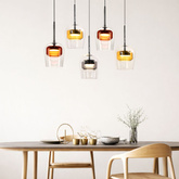 Pendant lamp Glaxi glass colorful shades 5xGX53 over table for living room and dining room