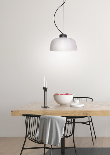 Hanging lamp 27cm glass/black cable Liverpool Ledea 50101286