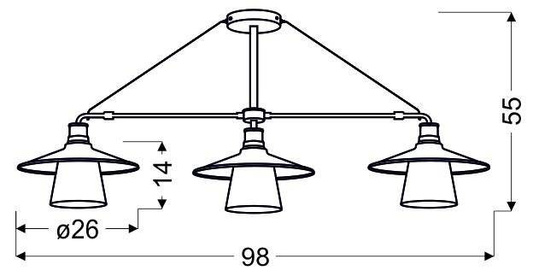 Plafoniera suspendata neagra mat 3x60W Loft Candellux 33-43115