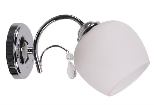 Wall lamp chrome glass white lampshade with crystal 40W Zachera Candellux 21-76984