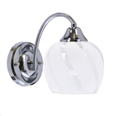 Prego-Lampe Chrom-Wandleuchte E27 mit farblosem Lampenschirm 21-09449