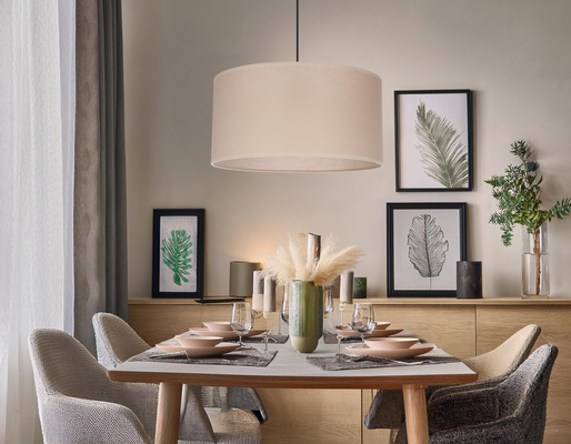 Shanti pendant lamp SHANTI black 1x40W E27 shade beige 31-38685