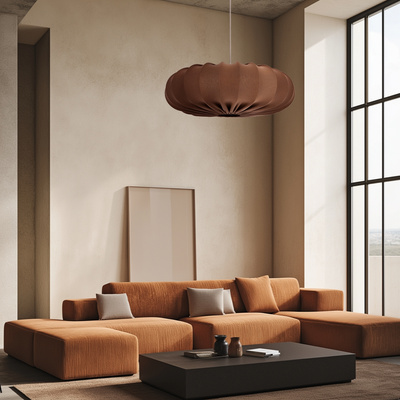 Hanging lamp CAFEE Scandinavian with brown mocha shade 66cm modern ceiling lighting for living room and dining room E27