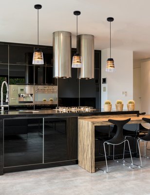 Lampe suspendue abat-jour en verre noir et or 60W E27 Fresno Candellux 31-78384