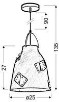 Plafonnier suspendu 1X60W E27 gris + or PATCH 31-43269