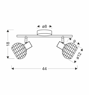 Lampa sufitowa Juicy listwa 2-punktowa do salonu metalowa
