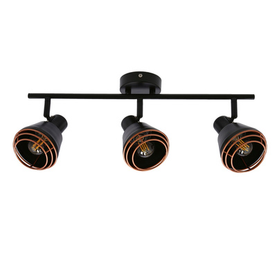 Lampa ścienna/sufitowa czarna klosz miedziany 3xE14 40W Neria 93-82572