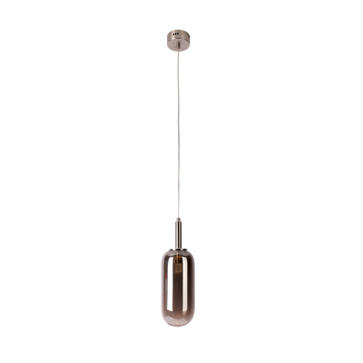 Lampa wisząca FIUGGI srebrna - ze szklanym z podłużnym kloszem – nowoczesna lampa LED nad stół