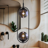 Hanging lamp CORDEL elegant black with graphite ball shades minimalist living room lighting 2x G9 LED