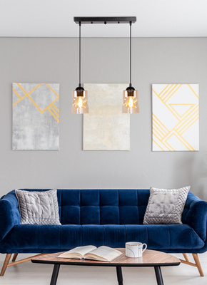 Lampa suspendata neagra / banda chihlimbar 2xE27 Felis 32-00170