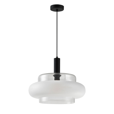 Pendant lamp Brizi glass black with smoked shade for dining room over table