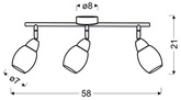 Lampa sufitowa Rico listwa ze szklanymi kloszami regulowana 3-punktowa LED do salonu