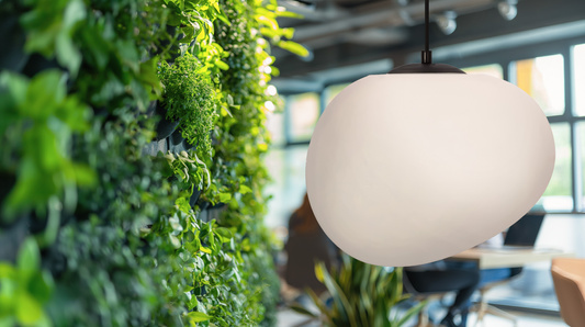 Hanging lamp STONES 30 cm in Japandi style with white acrylic stone inspired shade minimalist ceiling lighting for living room E27