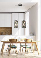 Lampa wisząca chromowa szklany klosz 3D 2x40W Nocturno Candellux 32-57693